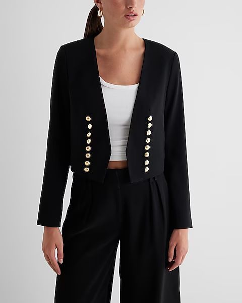 Cropped Novelty Button Jacket | Express