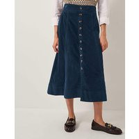 Monsoon Jamie Button Corduroy Midi Skirt Navy - Monsoon - Size: 12 | JD Williams (UK)