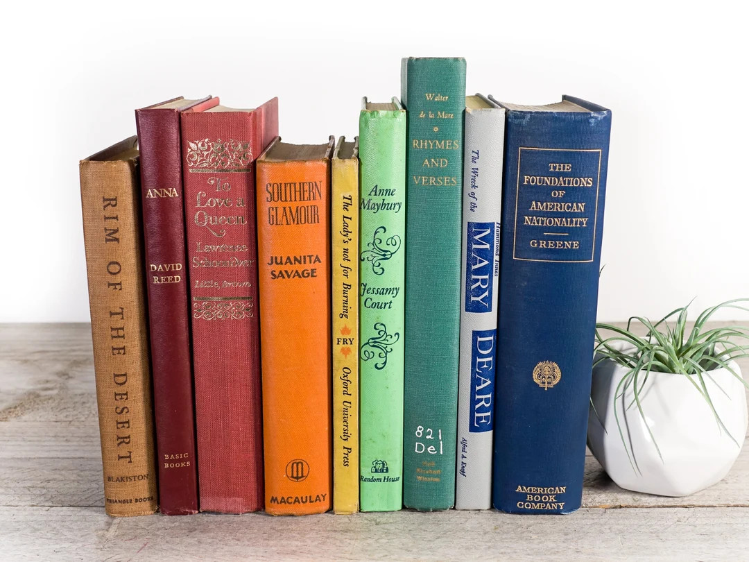 Old Rainbow Decorative Books for Pop of Color on Shelf, Prop for Staging, Retro Gift, Pride, Uniq... | Etsy (US)