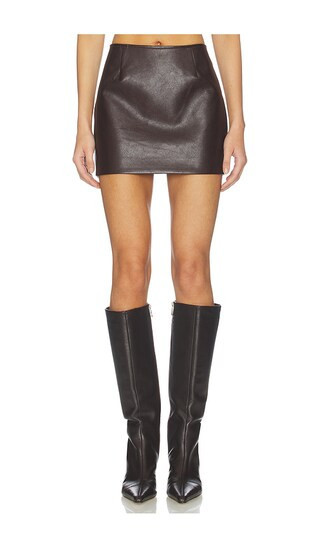 ALL THE WAYS Bleeker Faux Leather Skirt in Chocolate. - size S | Revolve Clothing (Global)