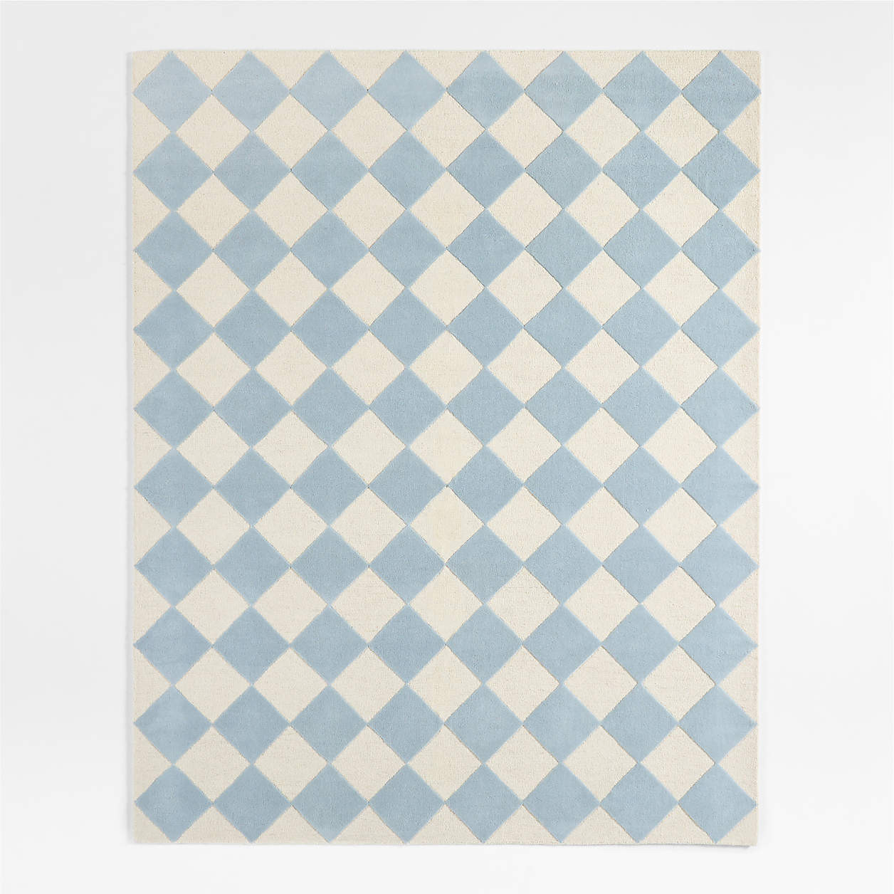 Checkerboard Blue Wool Kids Area Rug 5'x8' | Crate & Kids | Crate & Barrel