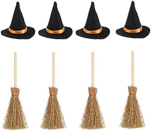 Mini Witch Hats and Mini Broom Halloween Decorations Wizard Accessory for Halloween Party Birthda... | Amazon (US)