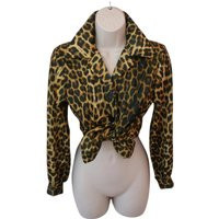 1950S 1960S Sophie Sultry Shirt/Vintage 50S 60S Leopard Animal Cheetah Blouse + Cuff Wrists Long Sleeves | Etsy (US)