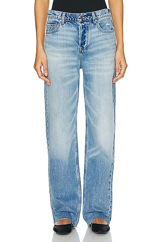 GRLFRND Bella Low Rise Boyfriend in Beaux Blue | FWRD | FWRD 