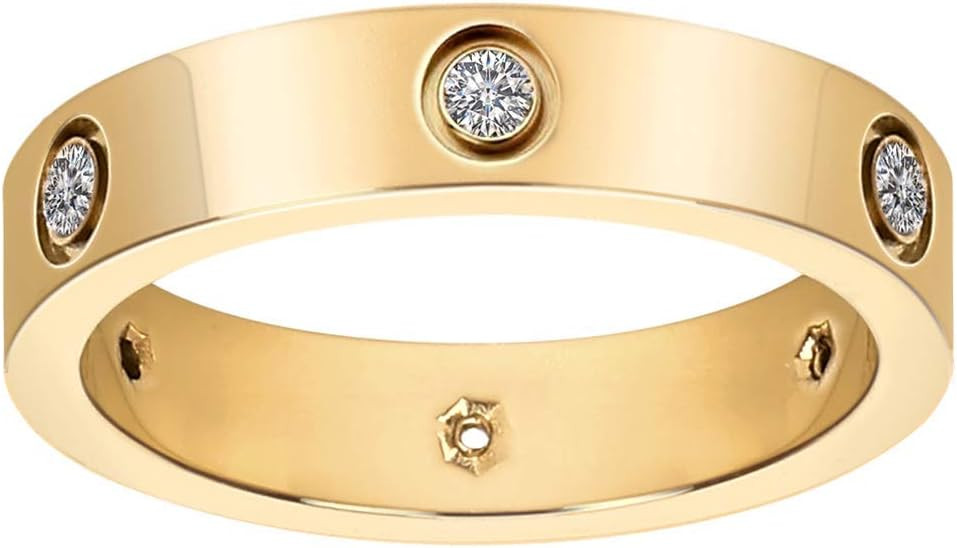 Aojun Fashion Classic 14K Gold Plated Cubic Zirconia Women Stacking Love Ring | Gold Eternity Ban... | Amazon (US)