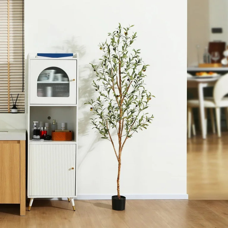 6 ft Artificial Olive Plants with Realistic Leaves and Natural Trunk, Silk Fake Olive Tree in Bla... | Walmart (US)