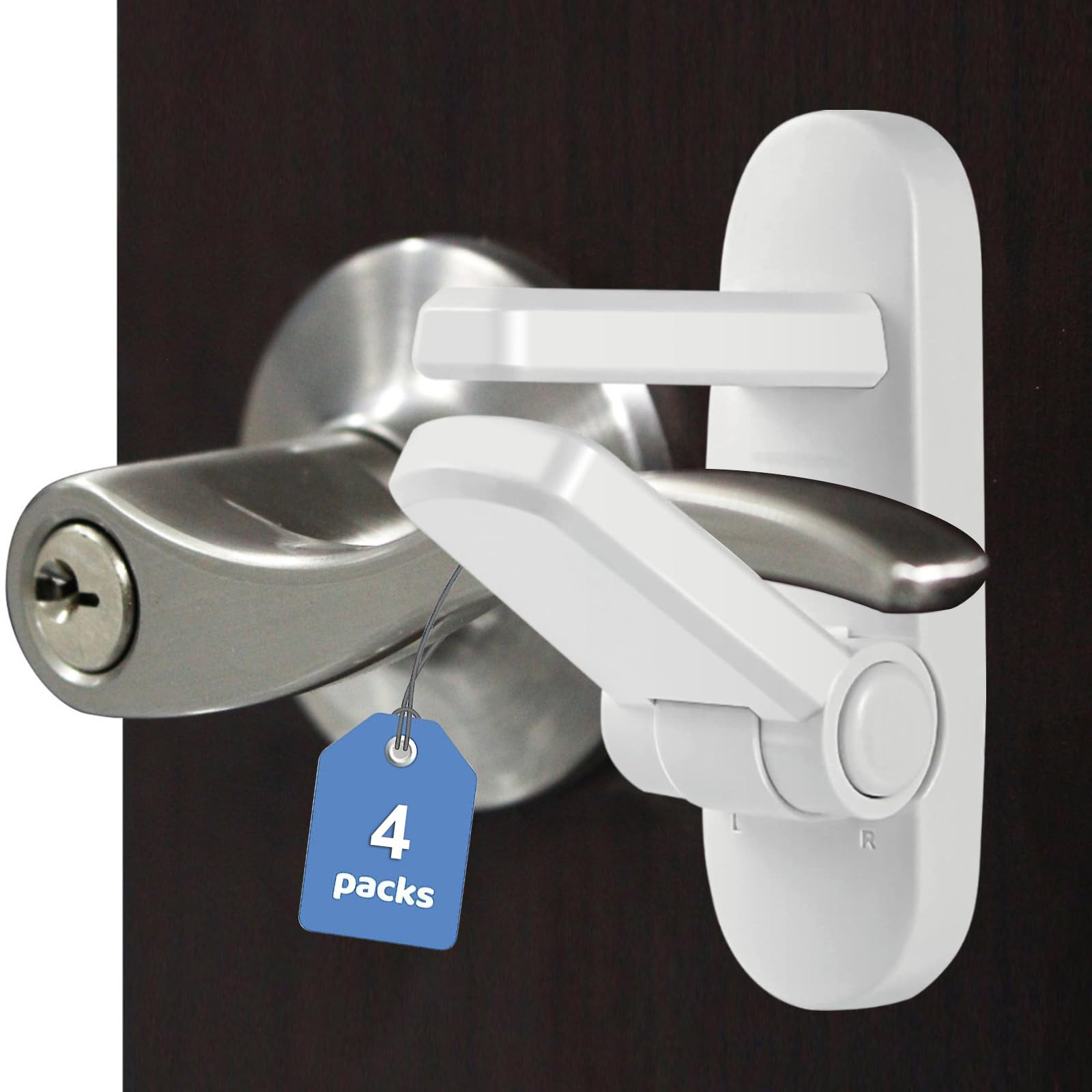 Childproof Door Lever Lock Baby safety locks for doors (4 Pack) Improved door safety for kids, 3M... | Amazon (US)