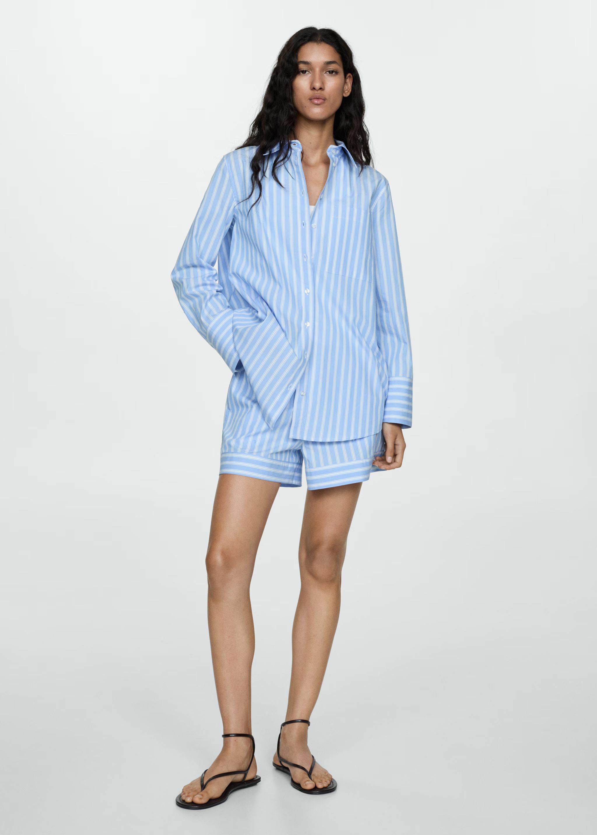 100% cotton striped shirt - Woman | MANGO United Kingdom | MANGO (UK)