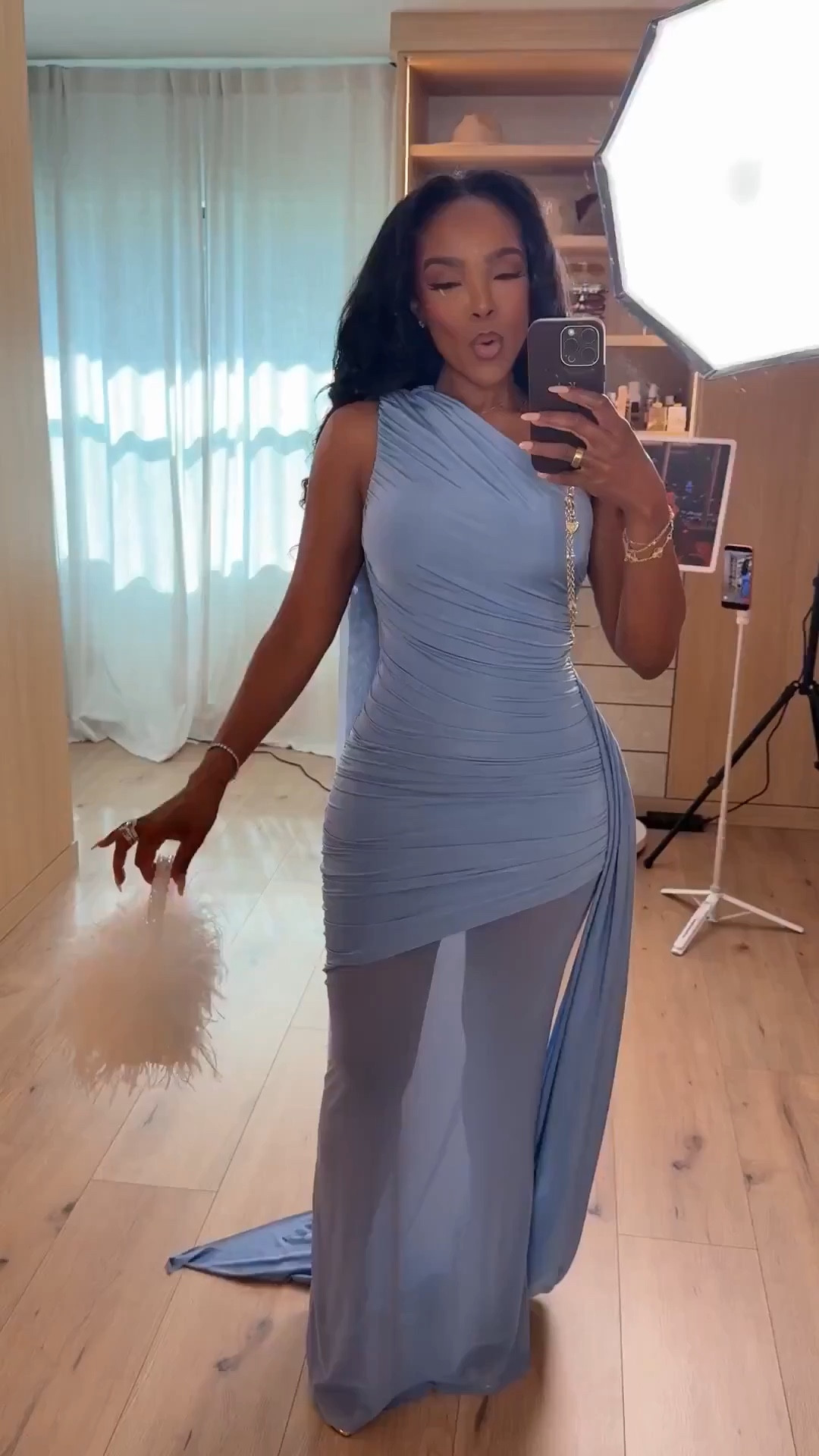 Scroll to shop this elegant statement evening dress 💙

This one-shoulder ruched maxi with the sheer draped detail is such a showstopper—super flattering and perfect for making an entrance while still being a piece you can rewear for multiple occasions, lowering your cost per wear every time.

Perfect for weddings, formal events, date nights, or special occasions.

📏 Measurements: 5’4”, 140 lbs, 34D bust, 27” waist, 40” hips

Follow me on Instagram and YouTube @kirasfashionfinds

