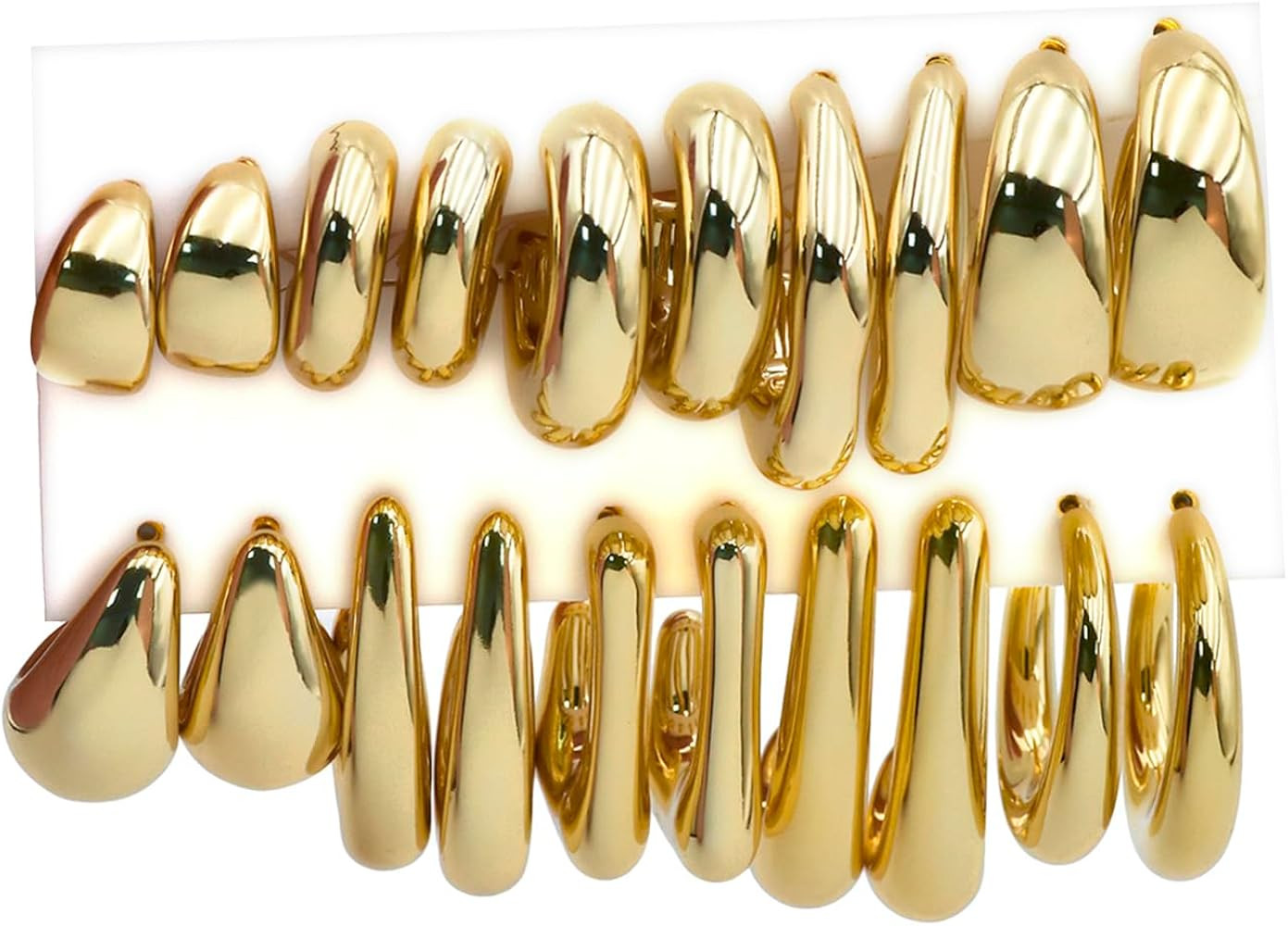 10 Pairs Hypoallergenic Chunky Gold Dangle Earrings for Women Trendy Thick Gold Plated Hoop Earri... | Amazon (US)