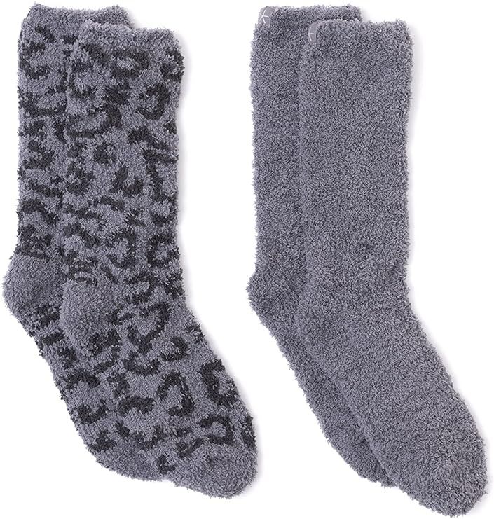 Barefoot Dreams CozyChic Women’s Barefoot in the Wild 2 Pair Sock Set-Crew Socks Plush Socks, L... | Amazon (US)