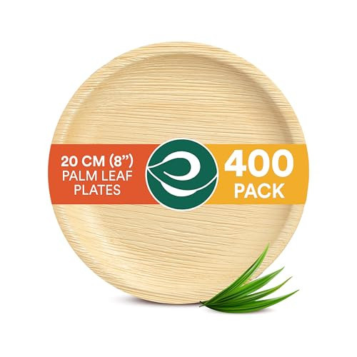 ECO SOUL Palm Leaf Plates 8"(400 Count) Round Compostable Bamboo Plates Heavy- Duty, Biodegradable Eco-Friendly Dinnerware for Party Dinner, Wedding, Holiday & Event | Amazon (US)