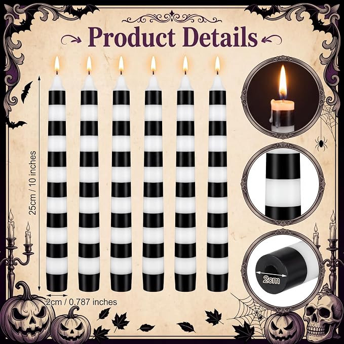 Conelist 6 Pcs Halloween Taper Candles 10 Inch Paraffin Wax Tapered Candles | Amazon (US)