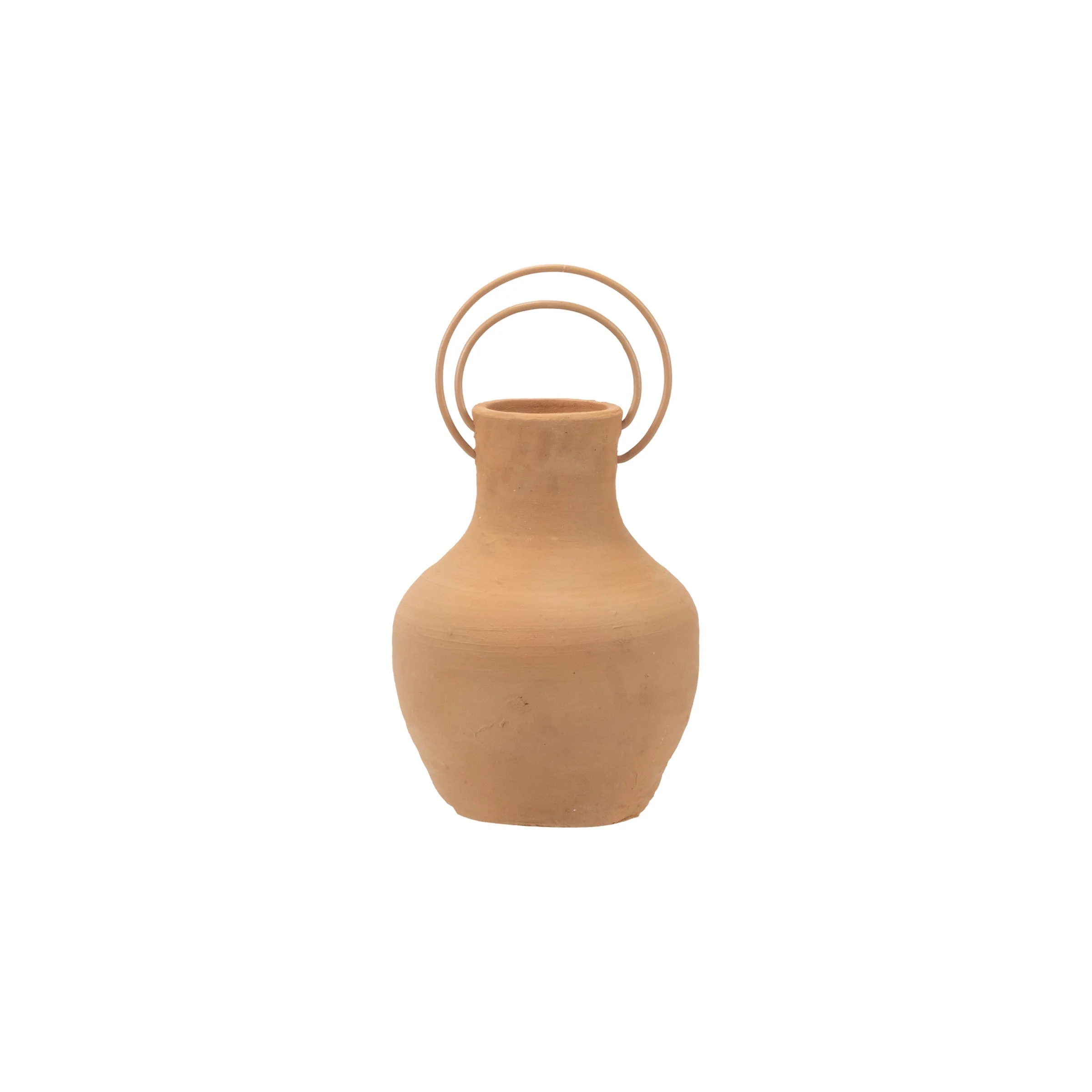 Foreside Home & Garden Large Natural Terracotta Decorative Vase with Metal Handle - Walmart.com | Walmart (US)