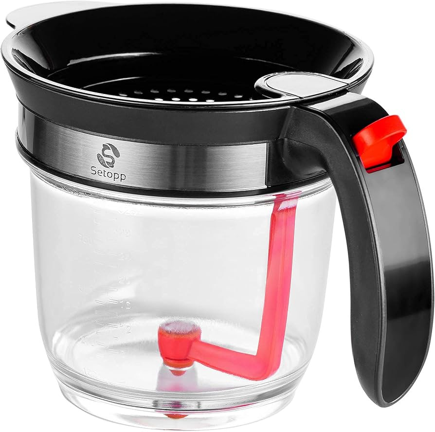 Oil Separator | 4-Cup Oil Fat Separator | Fat Separator with Strainer | Gravy Separator, Measurin... | Amazon (US)