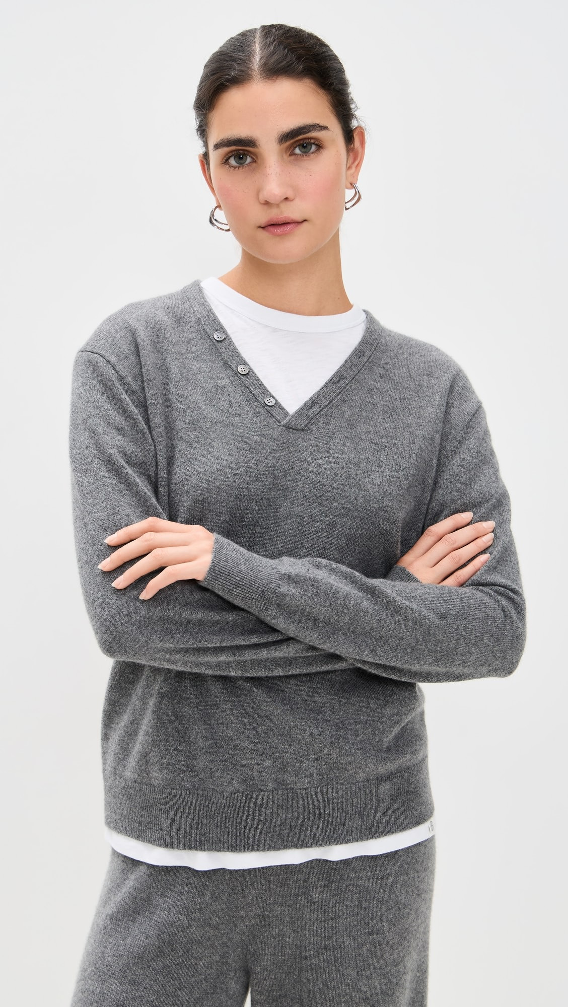 Button Neck Cashmere Sweater | Shopbop