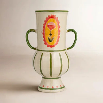 Scandinavian Blossom Hand-painted Stoneware Urn | Wayfair North America