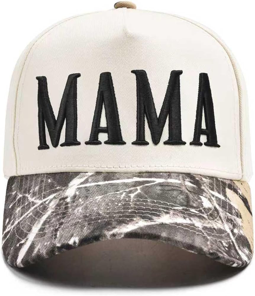 Women\u2019s Mama Trucker Hat Trendy, Embroidered Adjustable Mom Baseball Cap, Two-Tone Ponytail ... | Amazon (US)