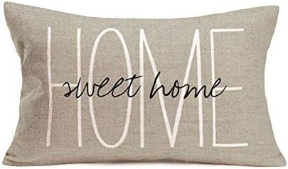 Fukeen Home Sweet Home Quotes Throw Pillow Covers Cotton Linen Waist Lumbar Personalized Throw Pi... | Amazon (US)