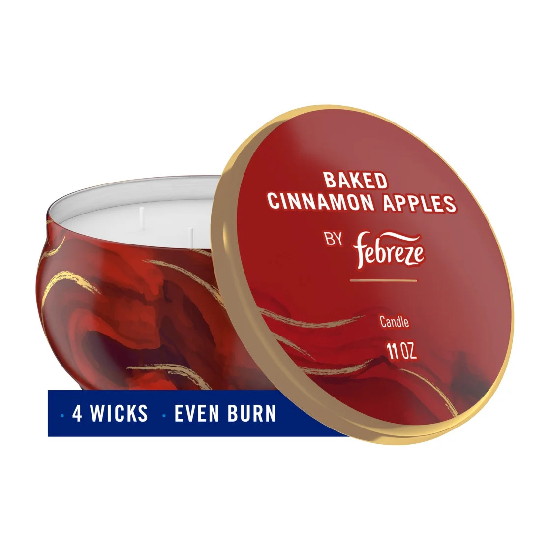 Febreze Baked Cinnamon Apples Scented Candle, 11 oz, 4 Wick, Single Pack - Walmart.com | Walmart (US)