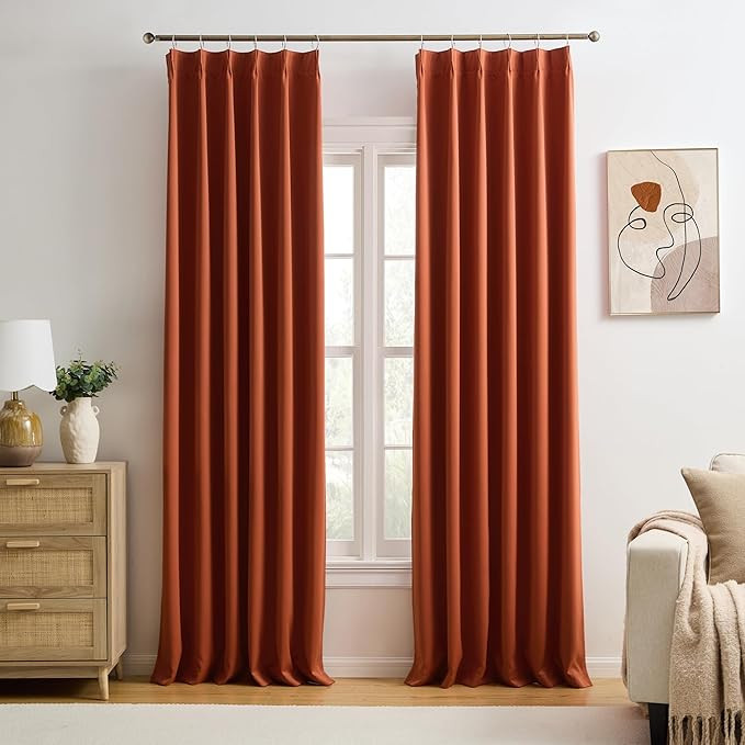 KEQIAOSUOCAI Antique Copper Burnt Orange Pinch Pleated Blackout Curtains for Bedroom 2 Panels Set... | Amazon (US)