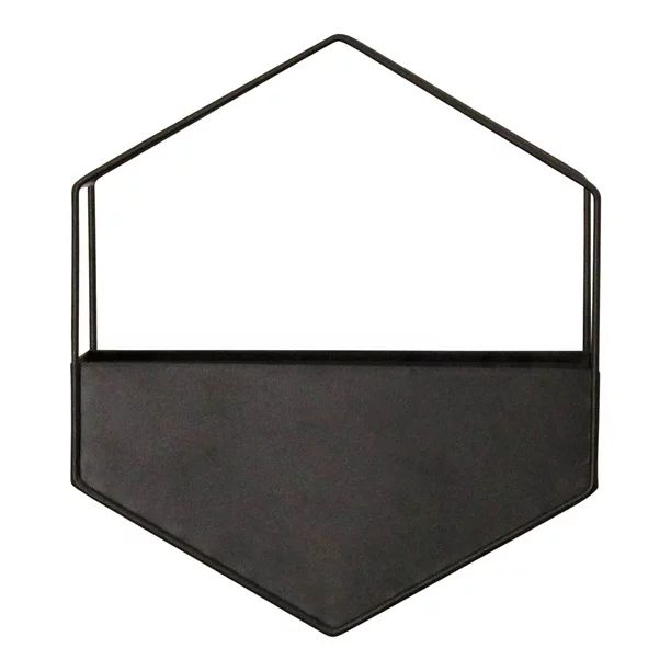 Stratton Home Decor 9" x 4" x 10.25" Hexagon Black Metal Wall Planter | Walmart (US)