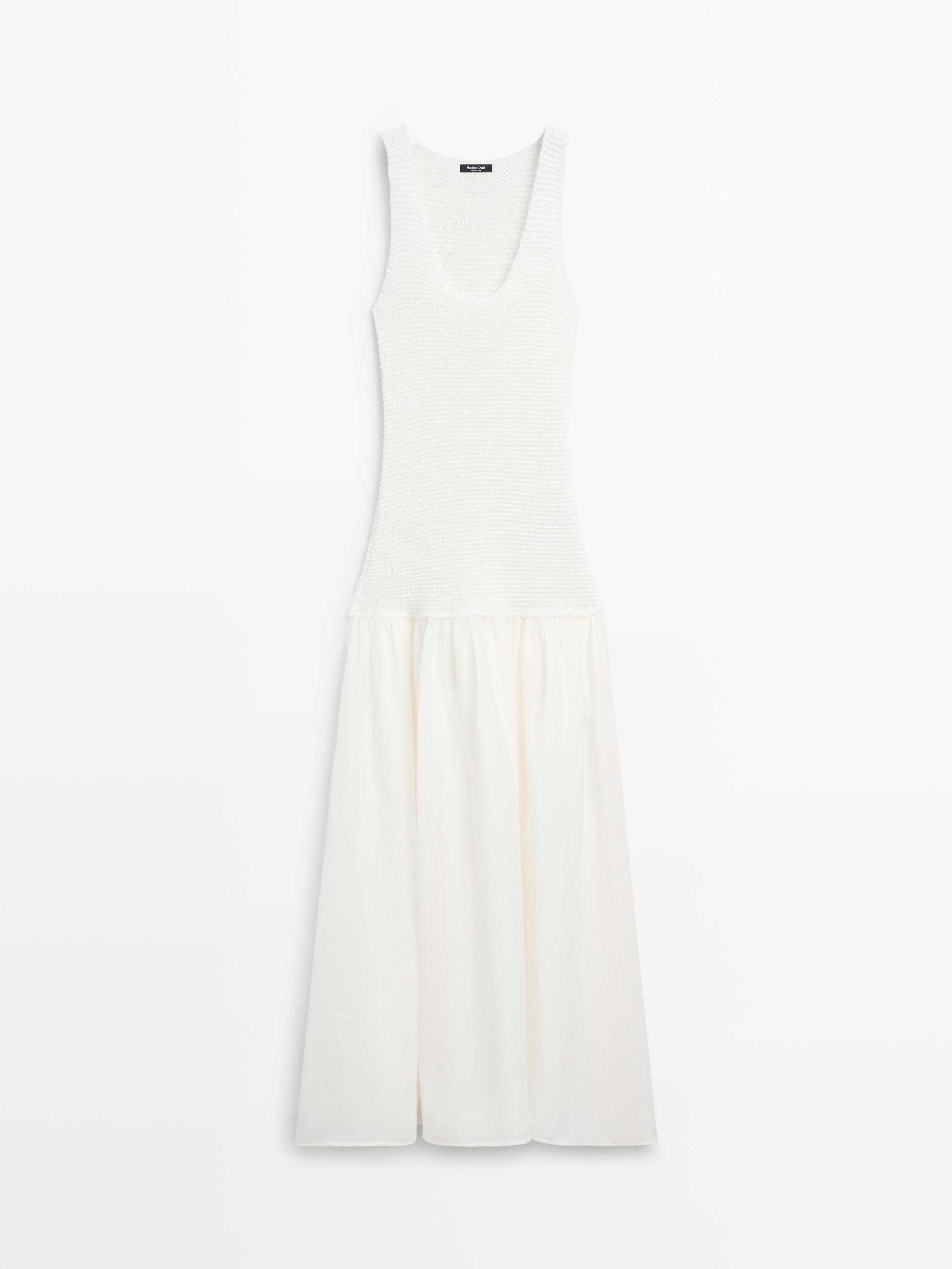 Long matching linen blend dress | Massimo Dutti UK