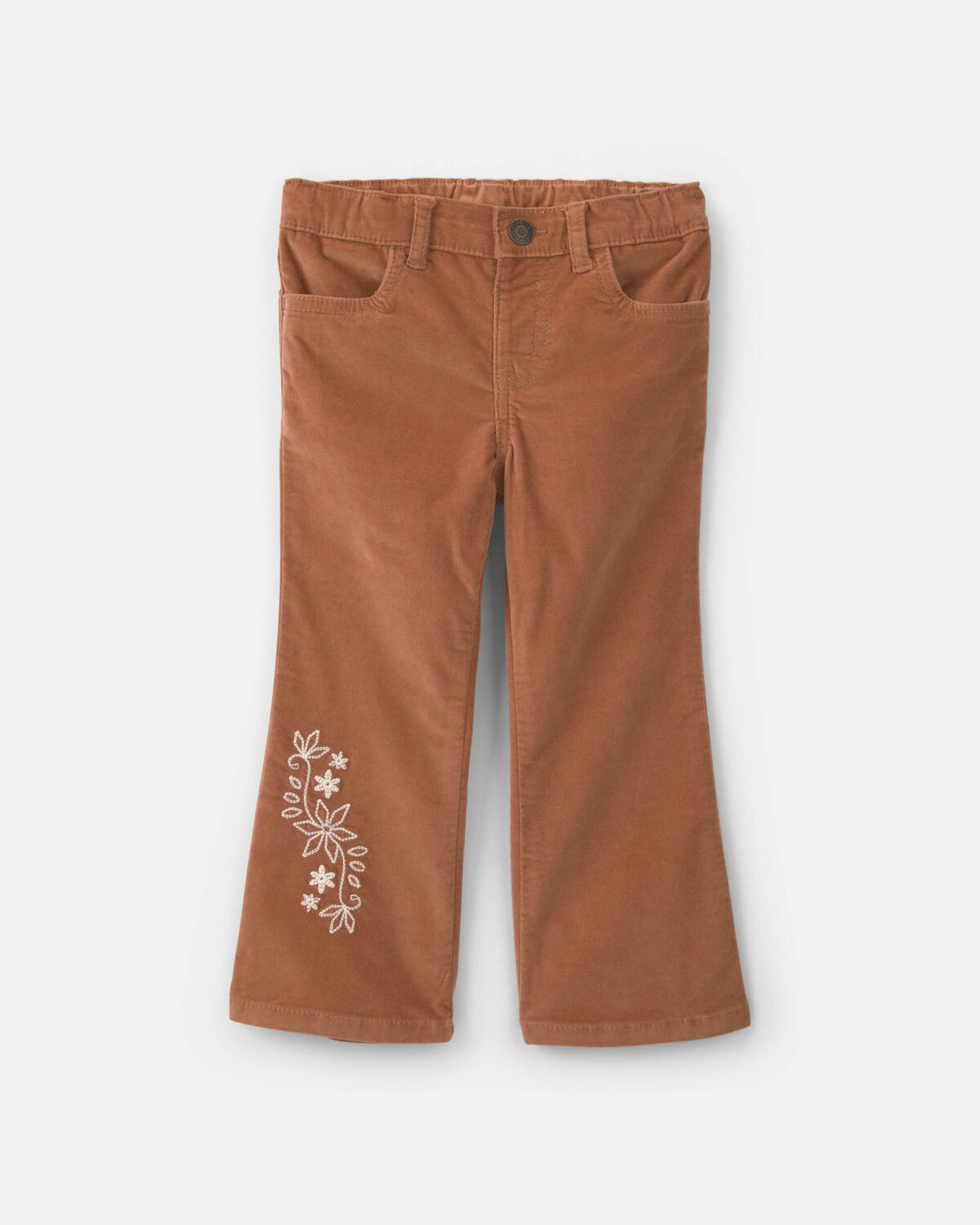 Toddler Girl Floral Embroidered Corduroy Flare Pants - Brown | Carter's Inc