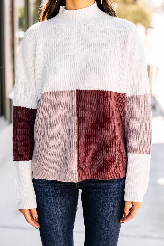 More To Love Mauve Pink Colorblock Sweater | The Mint Julep Boutique