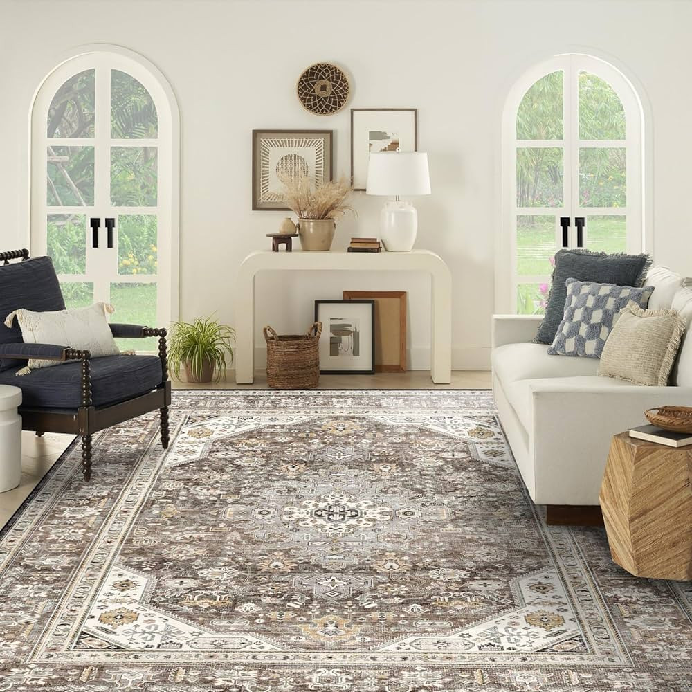 HILORUUG Washable Area Rug - 8x10 Bedroom Living Room Large Indoor Rugs Soft Oriental Vintage Rug... | Amazon (US)