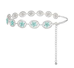 XZQTIVE Women Boho Chain Belts For Dresses Jeans Western Cowgirl Waist Links Belt Adjustable Meta... | Amazon (US)