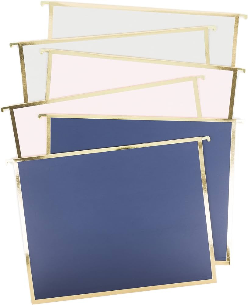 U Brands Classic Chic Fashion Hanging File Folders, Office Supplies, Blue, Pink and Gray with Gol... | Amazon (US)