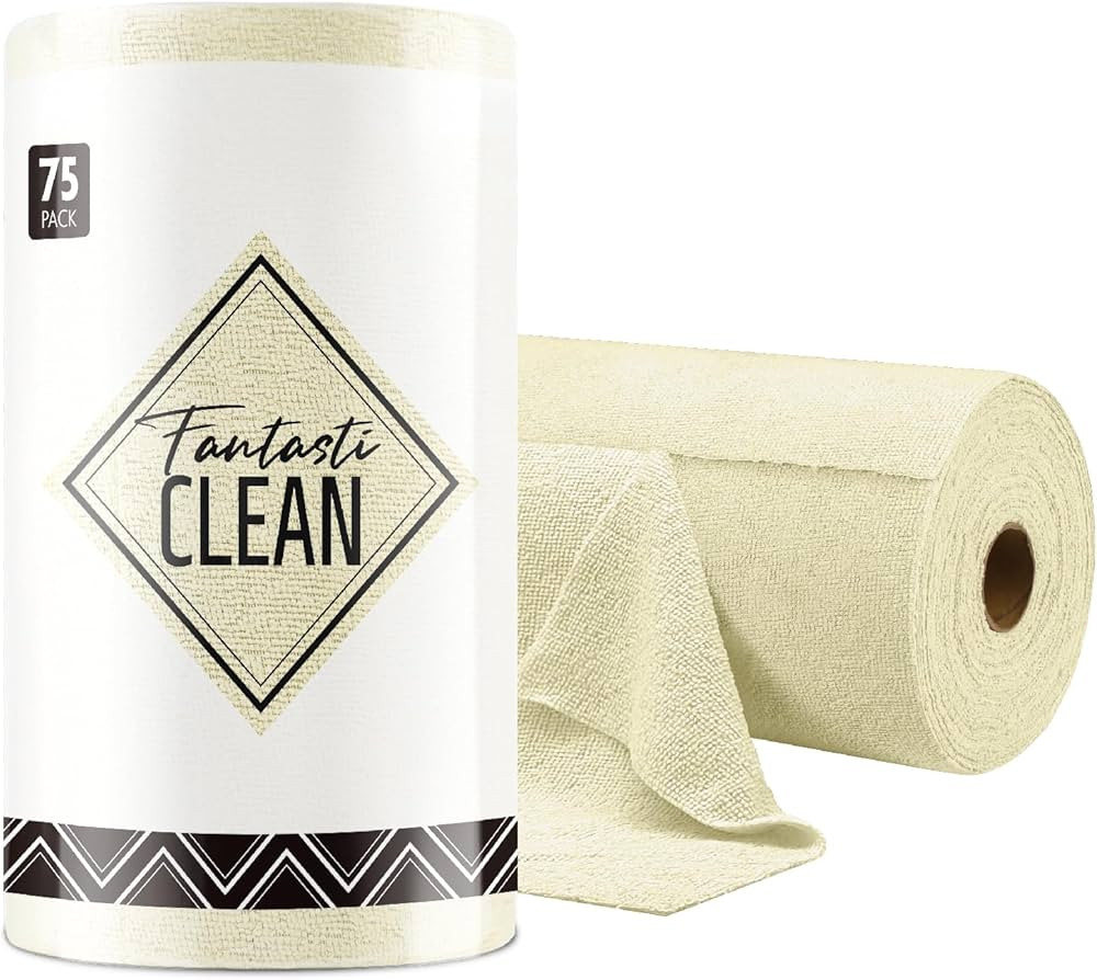 Fantasticlean Microfiber Cleaning Cloth Roll -75 Pack, Tear Away Towels, 12" x 12", Reusable Wash... | Amazon (US)