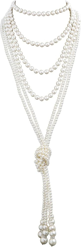 Cizoe 1920s Pearls Necklace Fashion Faux Pearls Gatsby Accessories Vintage Costume Jewelry Cream ... | Amazon (US)