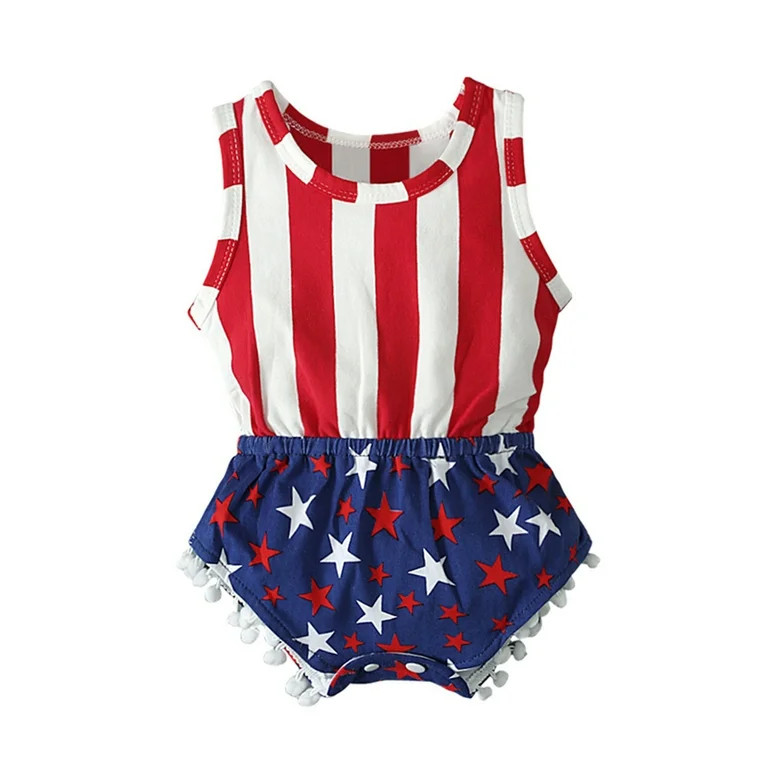 Ketyyh-chn99 4th of July Baby Bodysuit Romper One Piece Newborn Infant Baby Girl Boy USA Letter P... | Walmart (US)