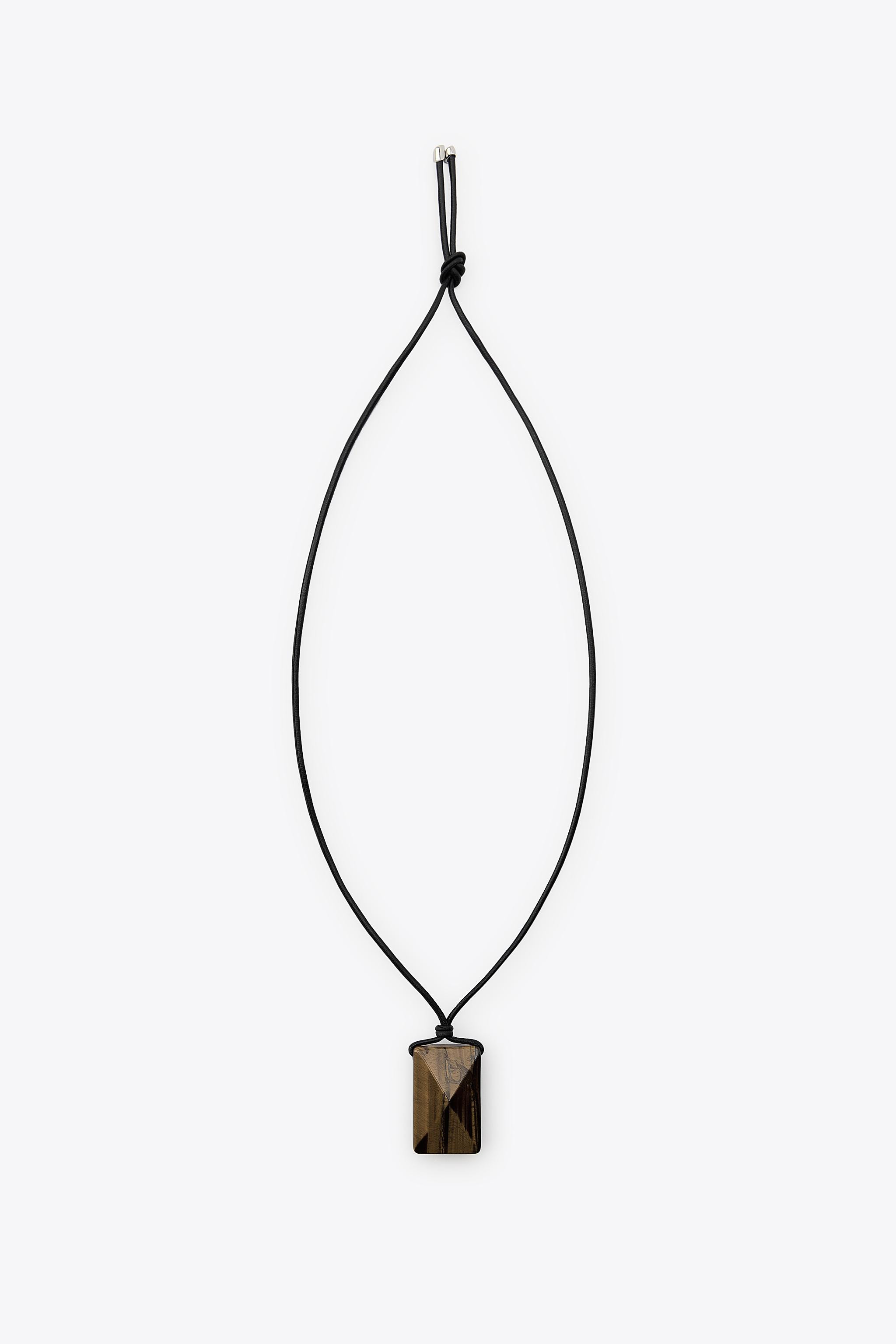 LEATHER CORD STONE NECKLACE | Zara US