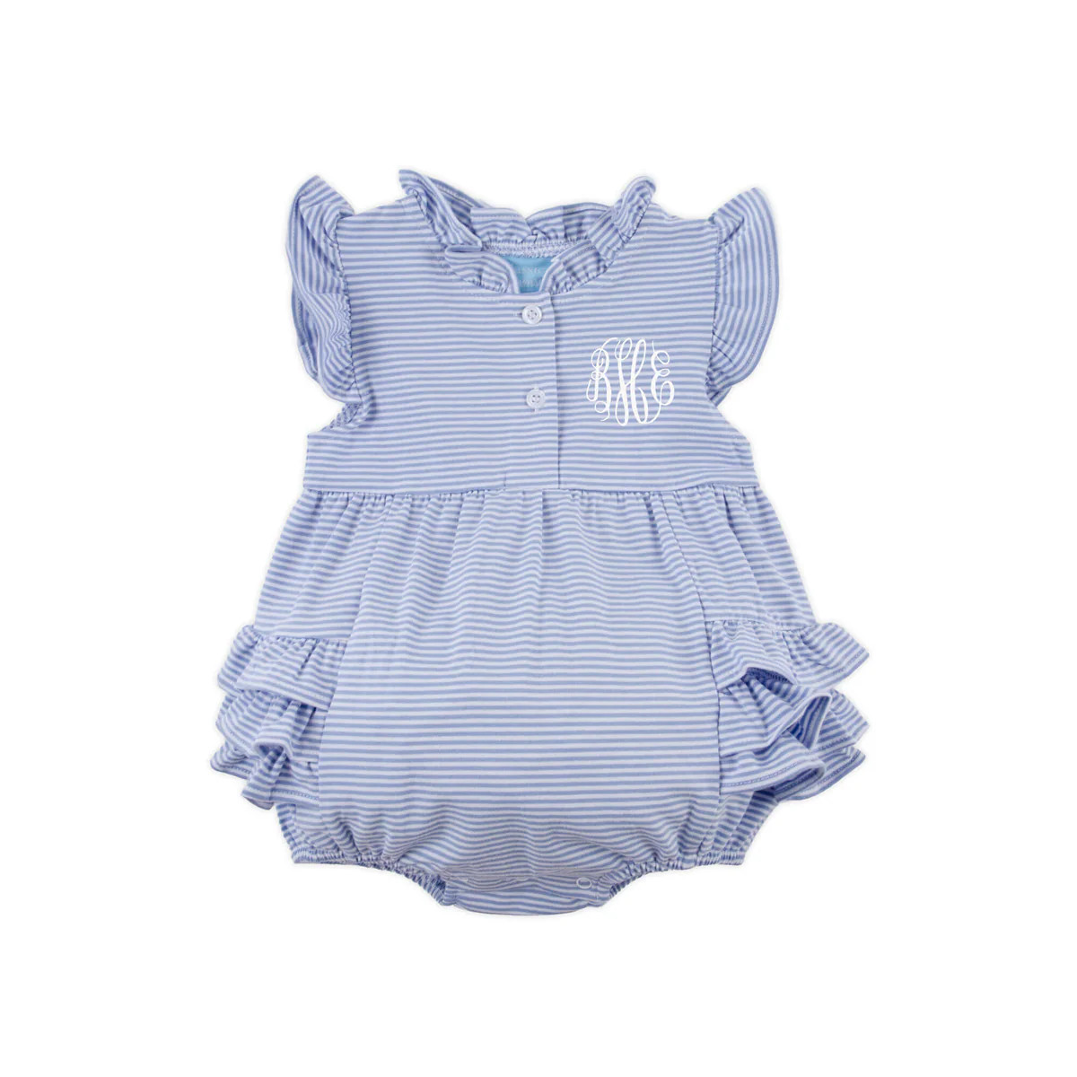 Blue Stripe Flutter Sleeve Bubble | Classic Whimsy