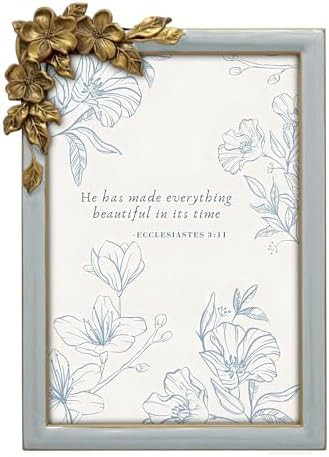 Vintage Grey Thin Boarder Floral Photo Frame / 4x6 In | For Vertical and Horizontal Display on Ta... | Amazon (US)