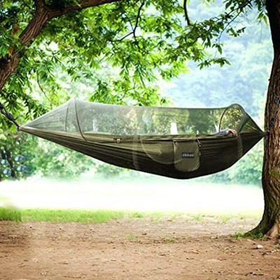 Ultra-Light Travel Camping Hammock Pop-Up Net Hammock 660Lbs Load Capacity,Breathable,Quick-Drying, Black | Wayfair North America
