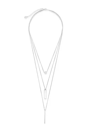 Rhodium Plated Triple Layer Pendant Necklace | Nordstrom Rack