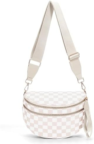 Checkered Crossbody Bum Bags for Women Nylon Checkered Purse Checkerboard Fanny Pack | Amazon (US)