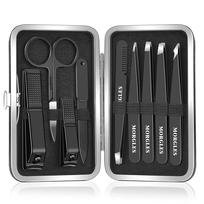 Tweezers Set and Nail Clippers, Tweezers Set for Men, MORGLES 9PCS Professional Stainless Steel T... | Amazon (US)