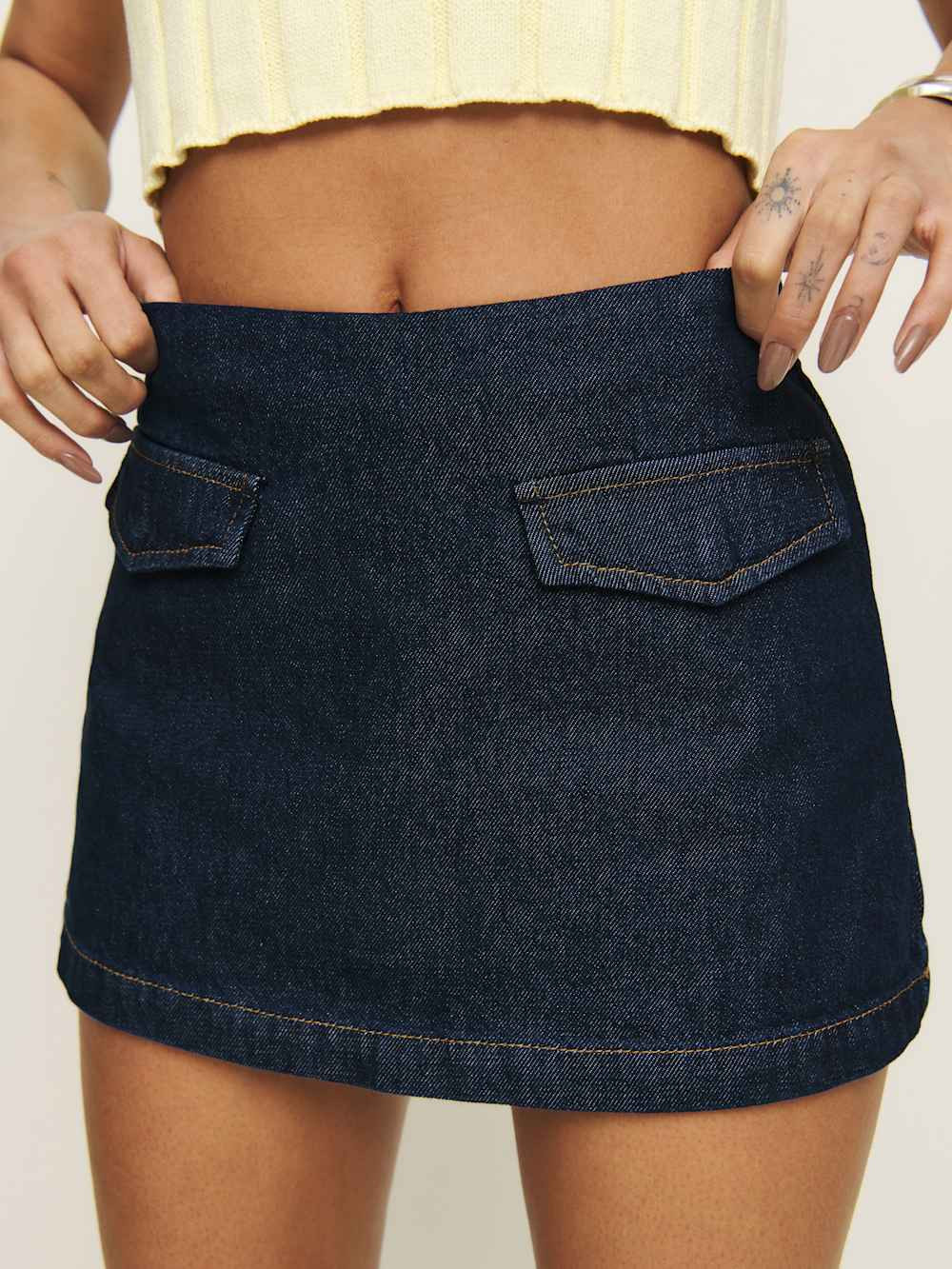 Imogen High Rise Denim Skort | Reformation (Global)