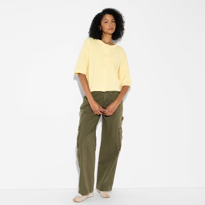 Women's Crewneck Cardigan - Wild Fable™ Yellow XXS | Target