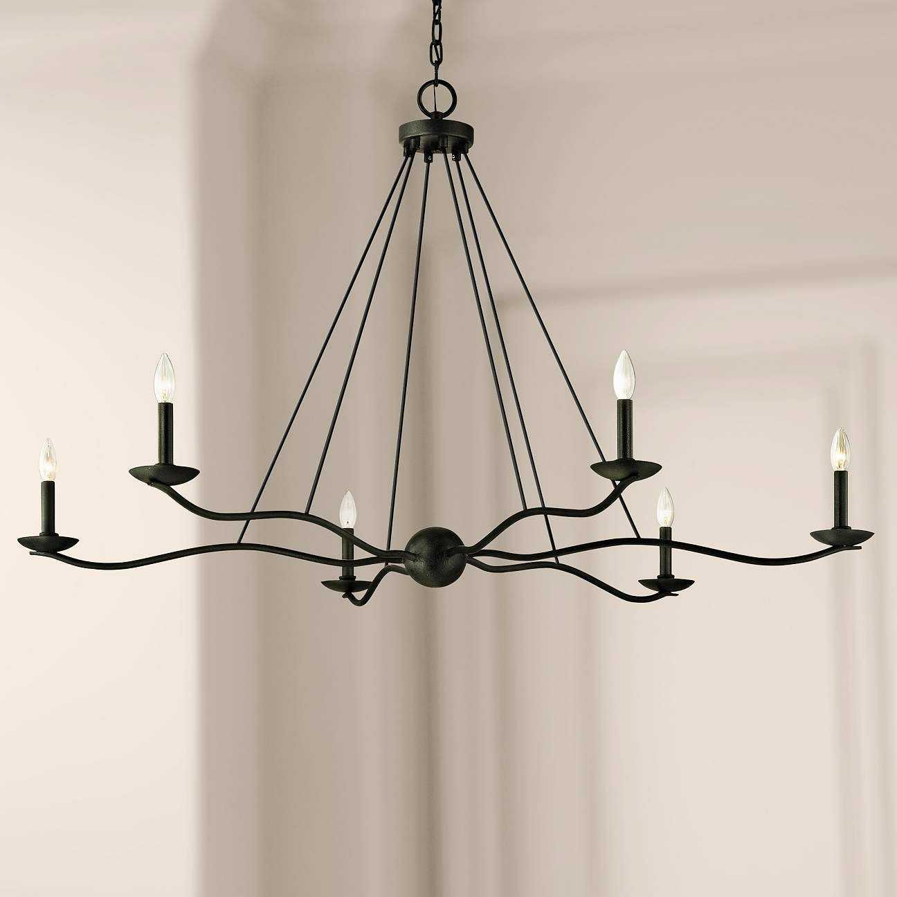 Sawyer 53 1/2" Wide Forged Iron 6-Light Chandelier | Lamps Plus