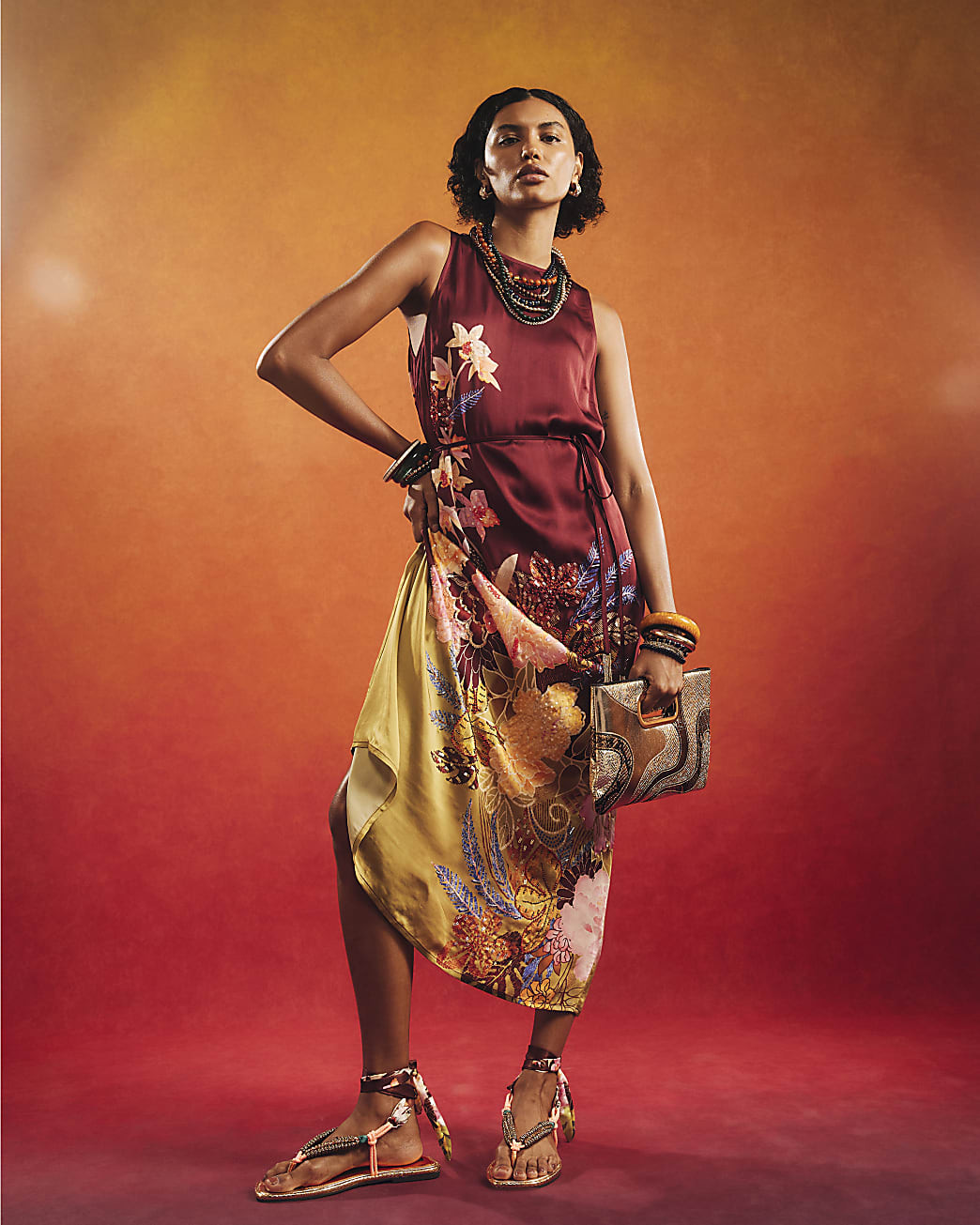 Brown Floral Maxi Dress | River Island UK & IE
