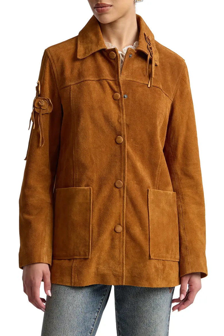 Avec Les Filles Floral Suede Shirt Jacket (Women) | Nordstrom | Nordstrom