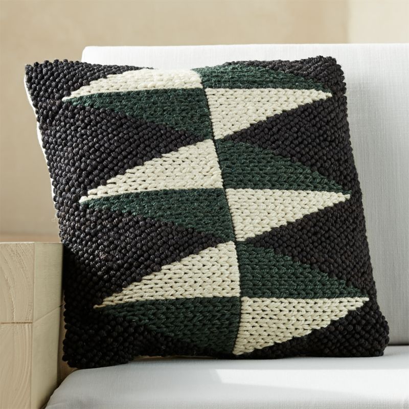 20" Dart Outdoor Black/White/Green Diamond PillowCB2 Exclusive Purchase now and we'll ship when i... | CB2