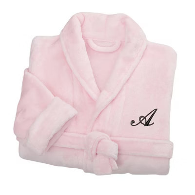 Personalization Mall Classic Embroidered Short Fleece Robe, Pink, A | Target
