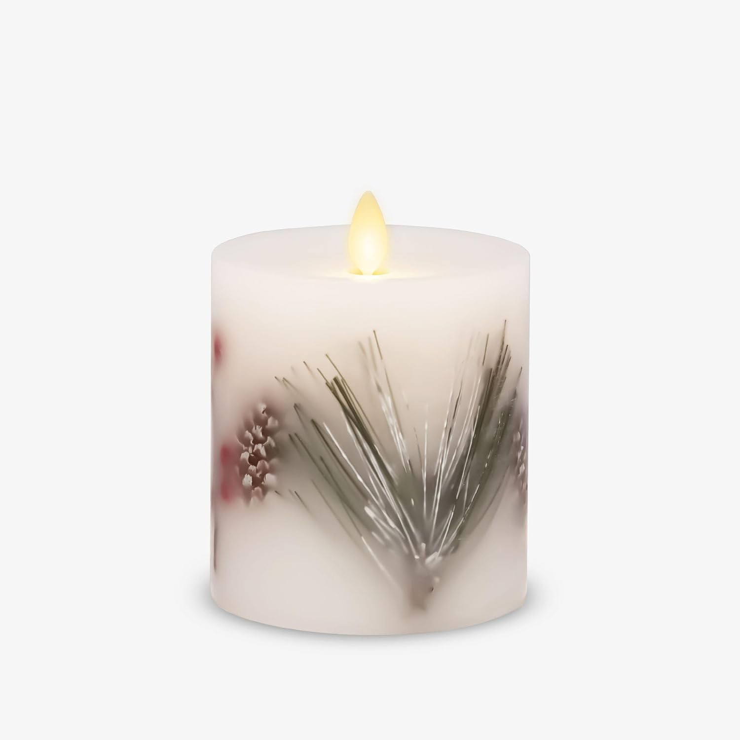 Luminara - Flameless Flickering Moving Flame Battery Operated Unscented Candle LED Décor & Gift- Embedded Pillar Collection - Christmas & Holiday Pine Berries Pinecone (3.5" x 4.5") | Amazon (US)